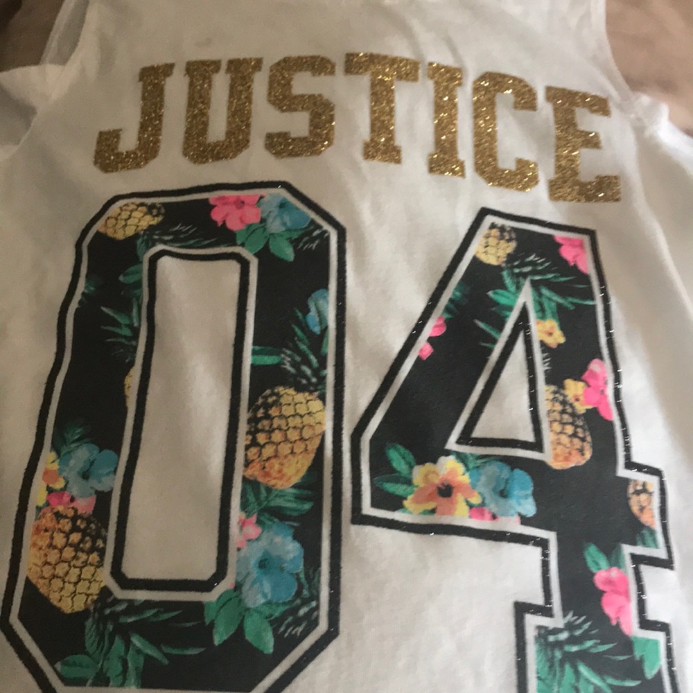 Justice tank with sparkle letters